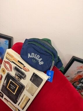 adidas Navy and Green Logo Waist Pack